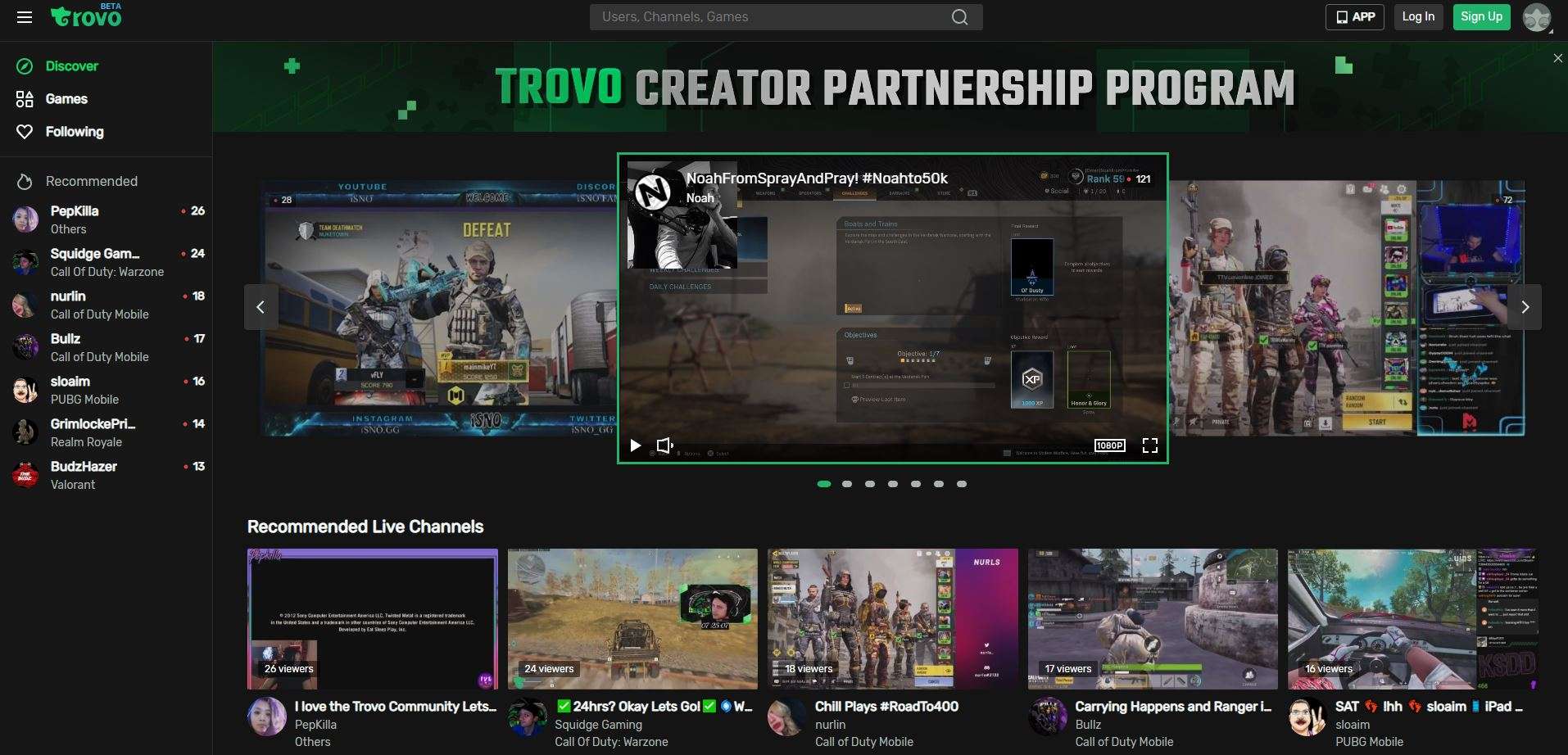 trovo live game streaming site