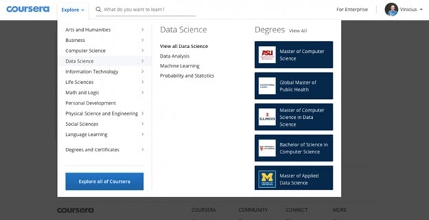 coursera interface