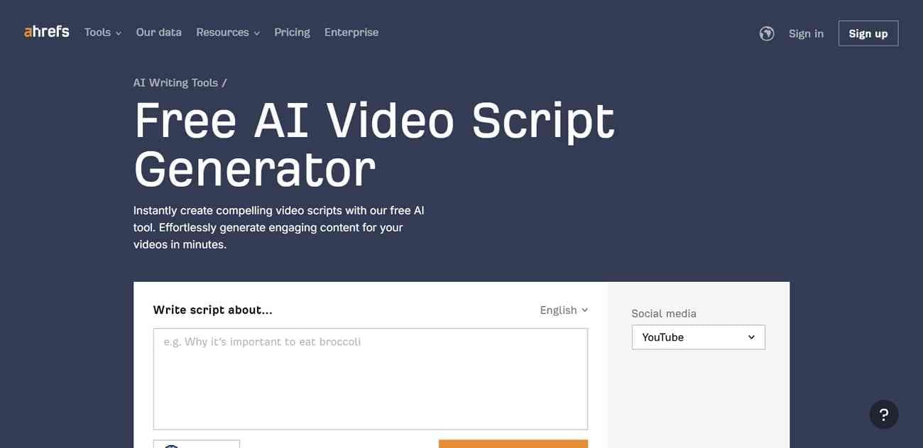 ahrefs ai video script generator