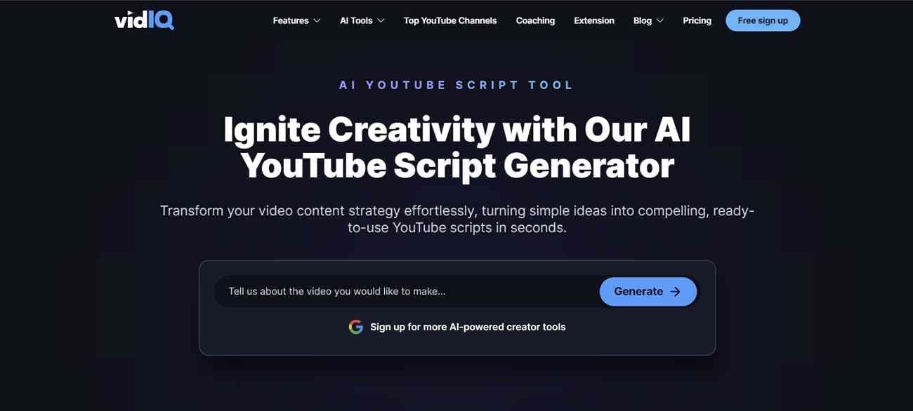 vidiq ai video script generator