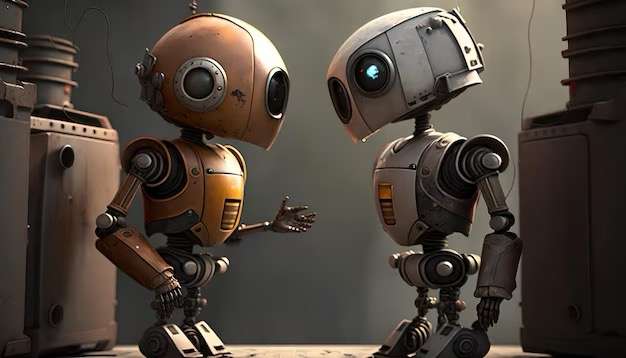 two robots talking to each other