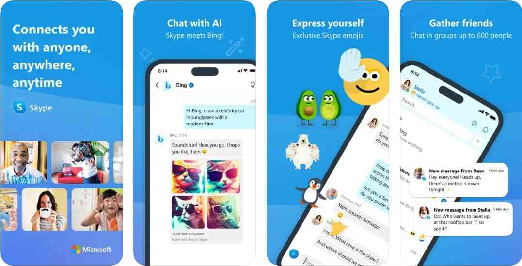 skype video chat app android ios