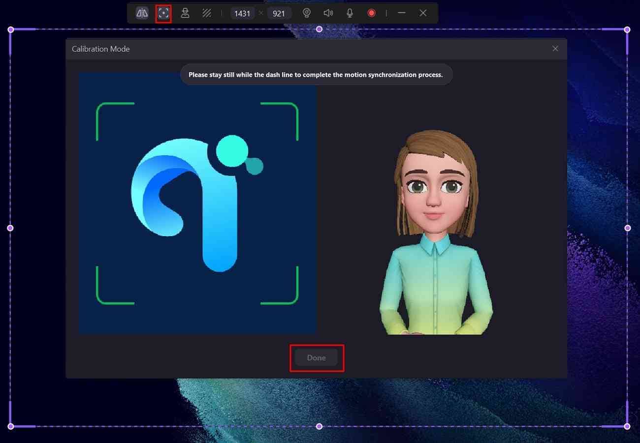 configurar la calibración facial para la grabación