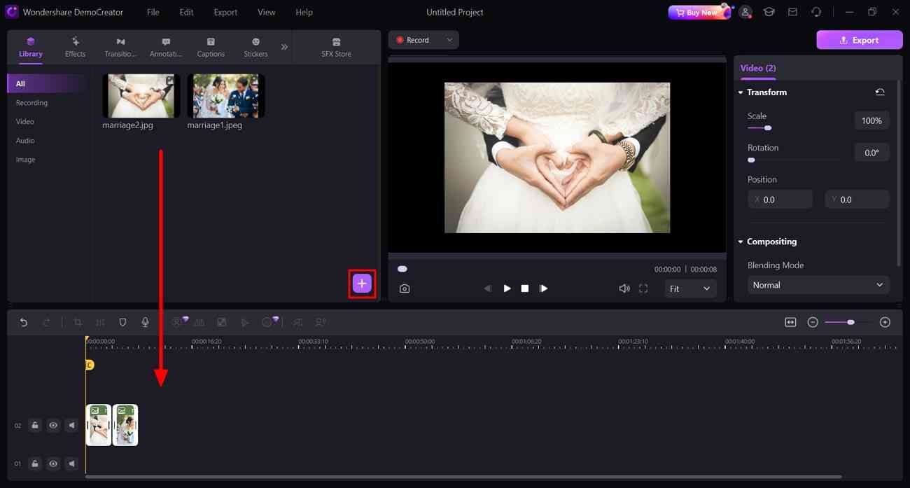create video and import on timeline