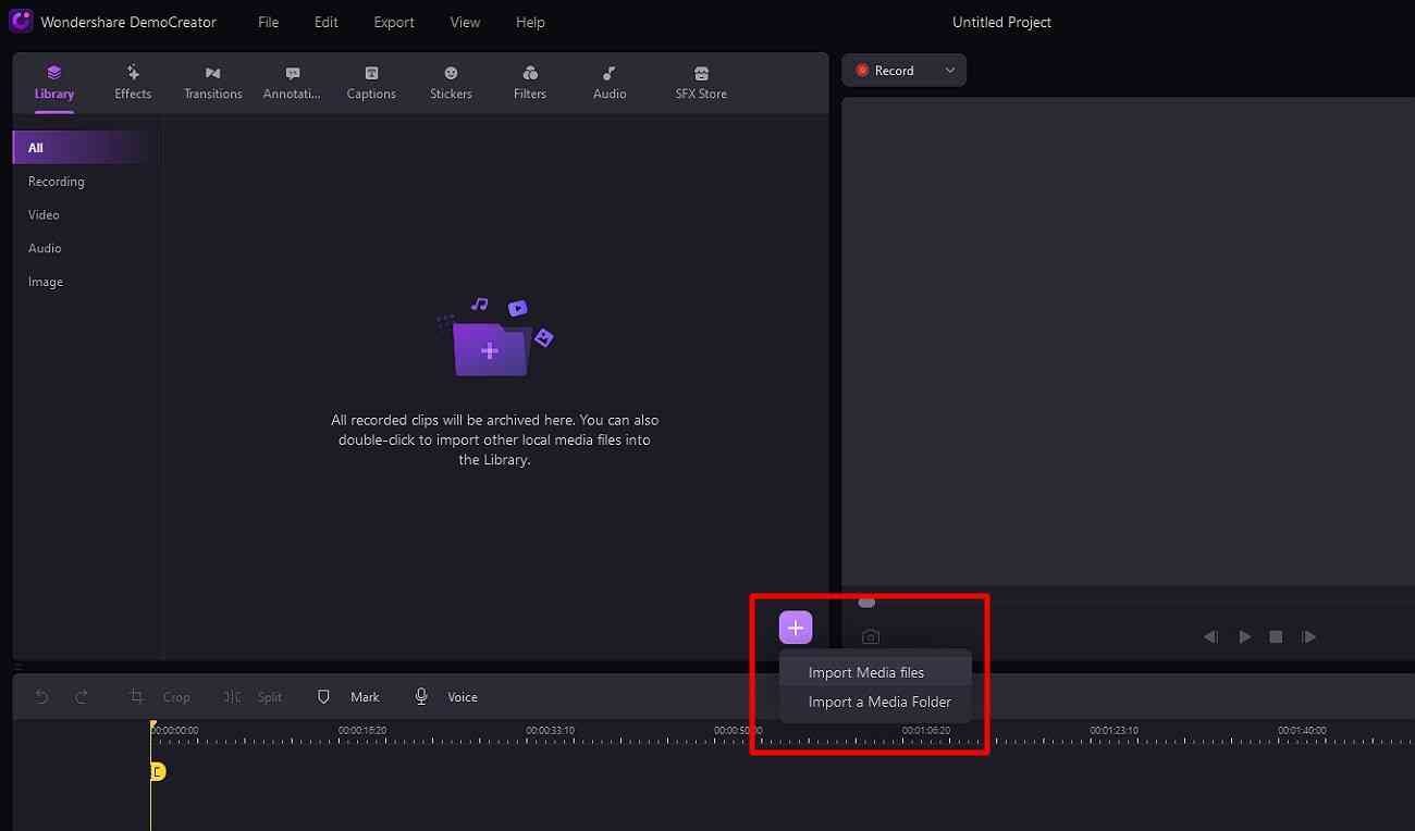 importar arquivos de mídia para o democreator