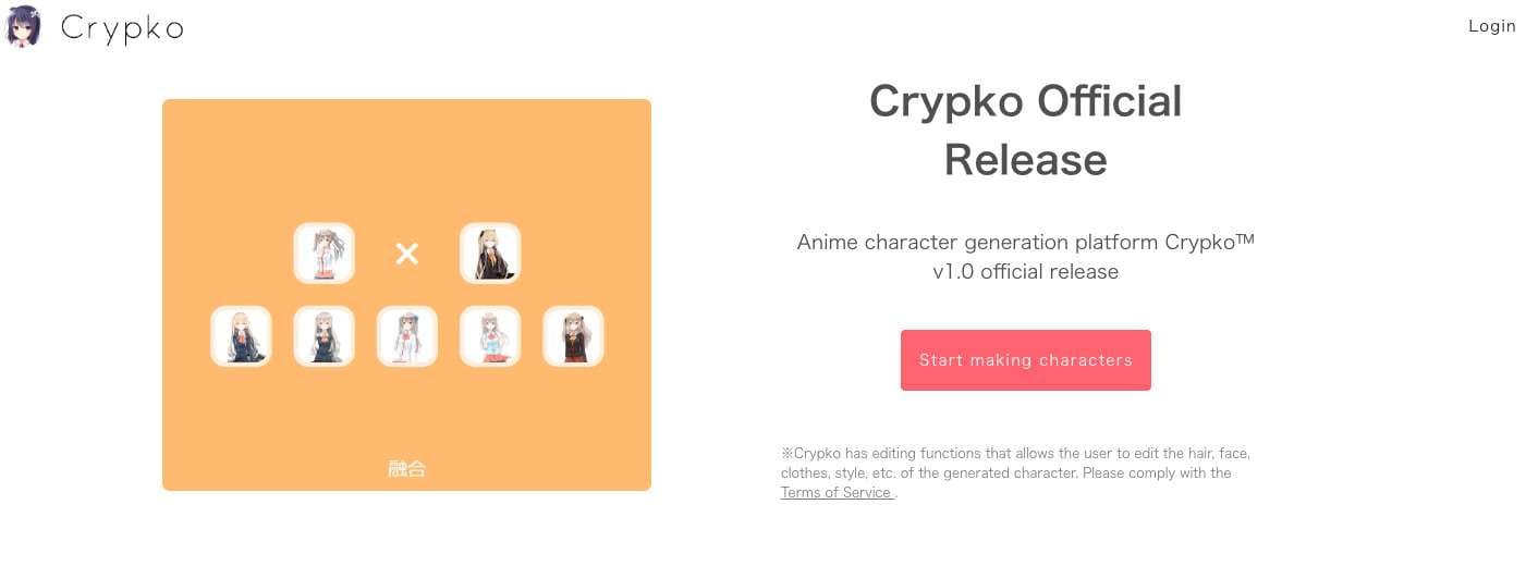 creación de personajes de anime por crypko