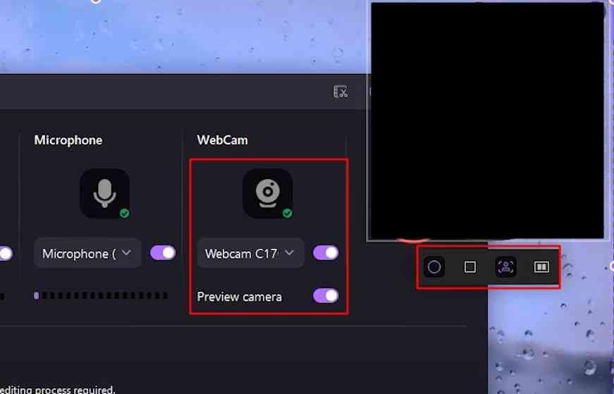 travailler sur les propriétés de la webcam