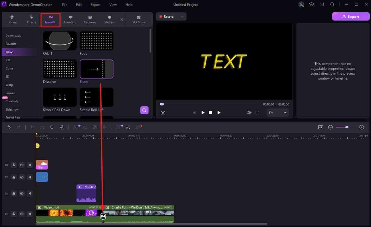 add transitions between clips