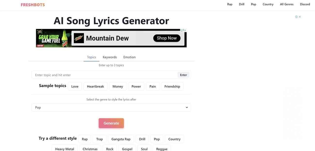 ai song lyrics generators tool