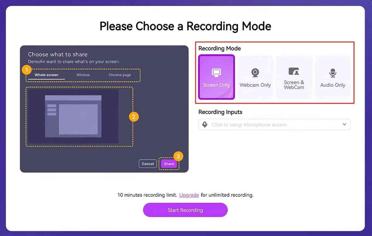 select recording scenario