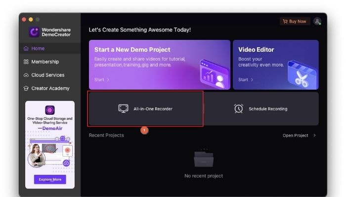 abrir la grabadora en directo de youtube DemoCreator