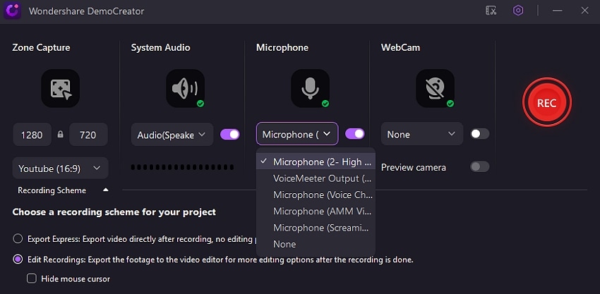 choose recording devices on new snipping tool alternative