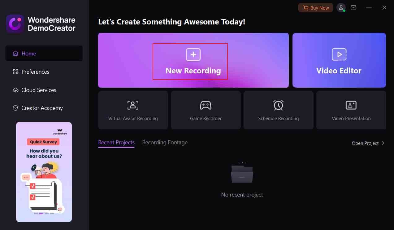 choose recording mode on democreator