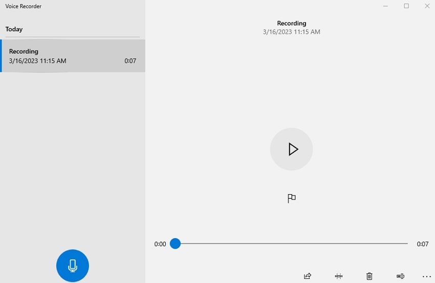 reproduce y previsualiza el audio en la grabadora de voz para windows 11