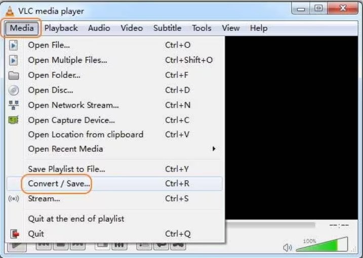 select convert/save option in vlc