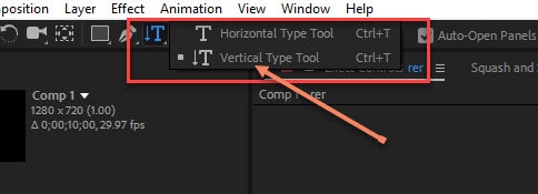 select horizontal or vertical type tool