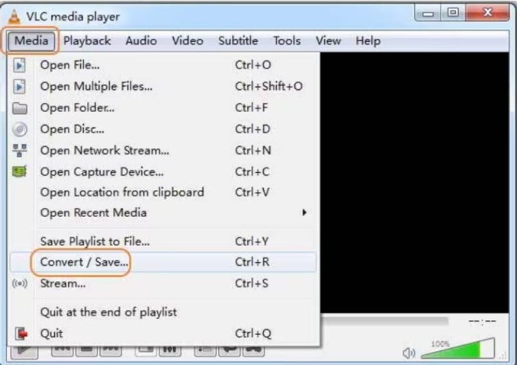 select convert save option in vlc