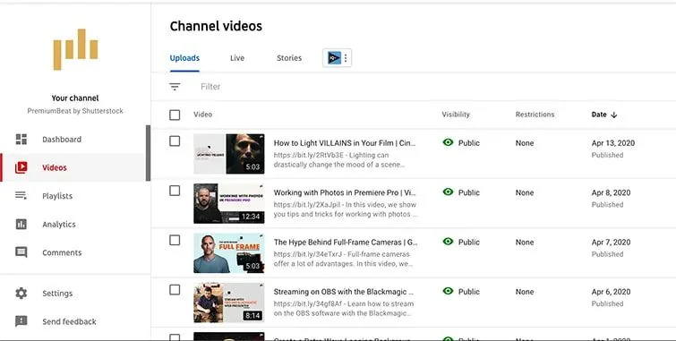 seleccionar videos para subtitular en youtube studio