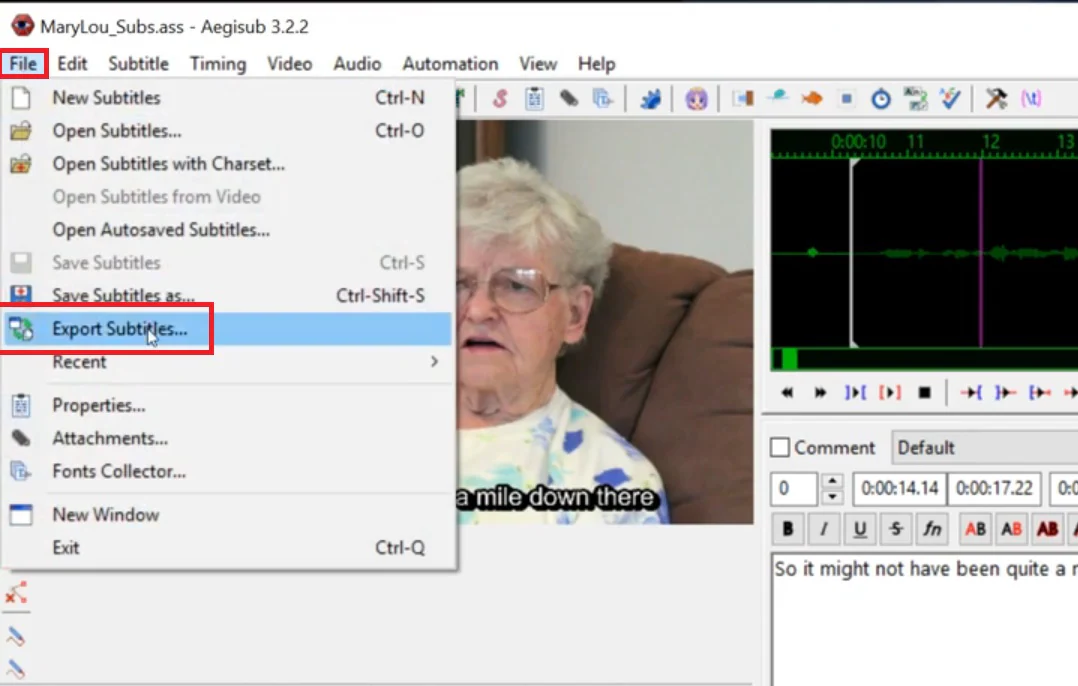 export subtitles