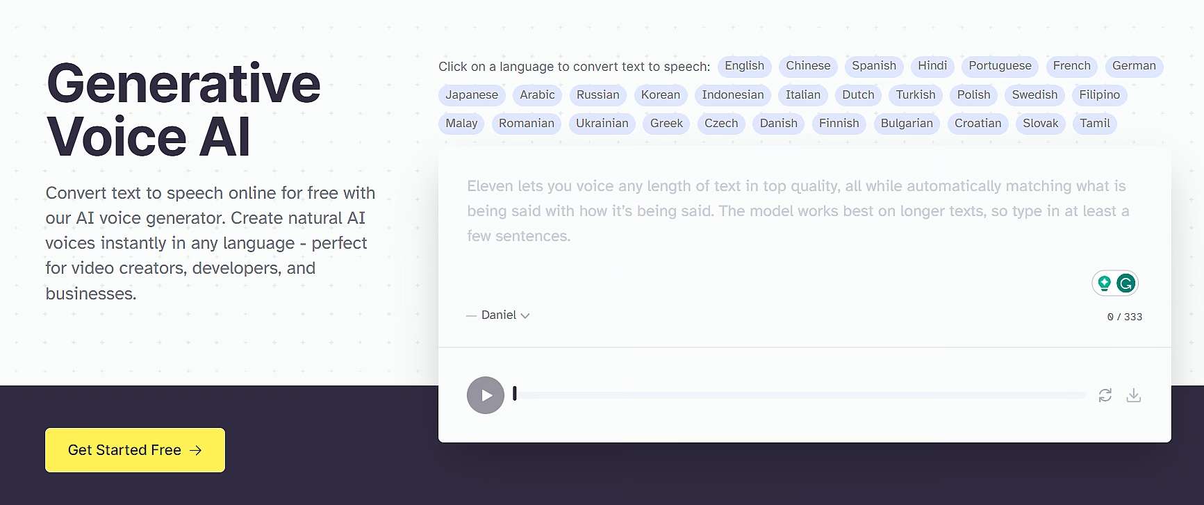 ai announcer voice generator elevenlabs