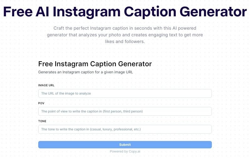 copy.ia generador gratuito de subtítulos de instagram