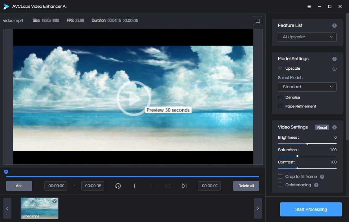 avclabs video enhancer ai user interface