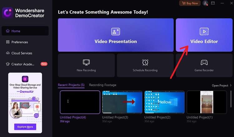 import your video in democreator