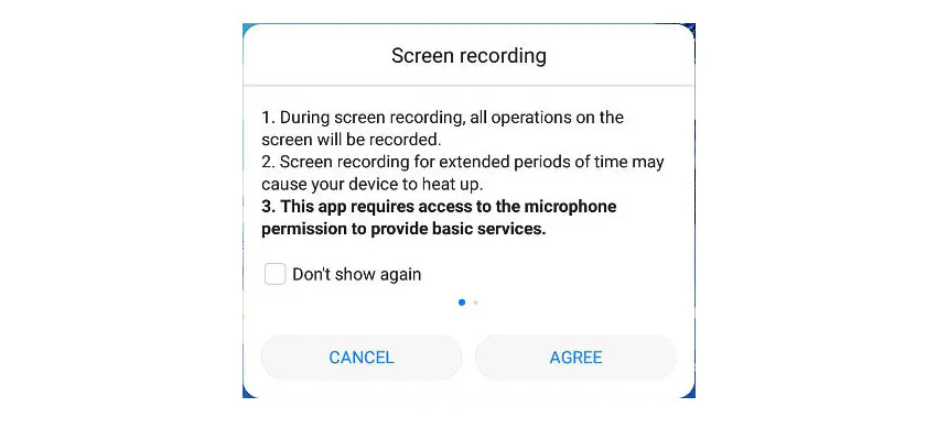 Asus smartphone and notebook screen recording message