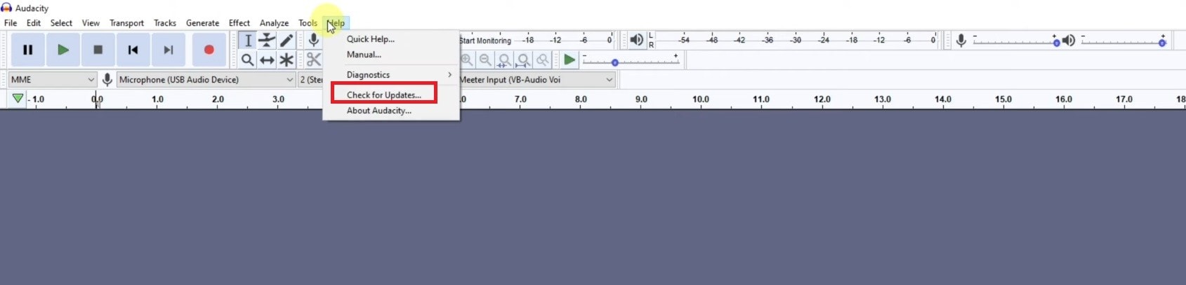 check for updates in audacity