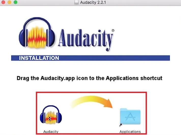 termina la instalación de audacity en mac