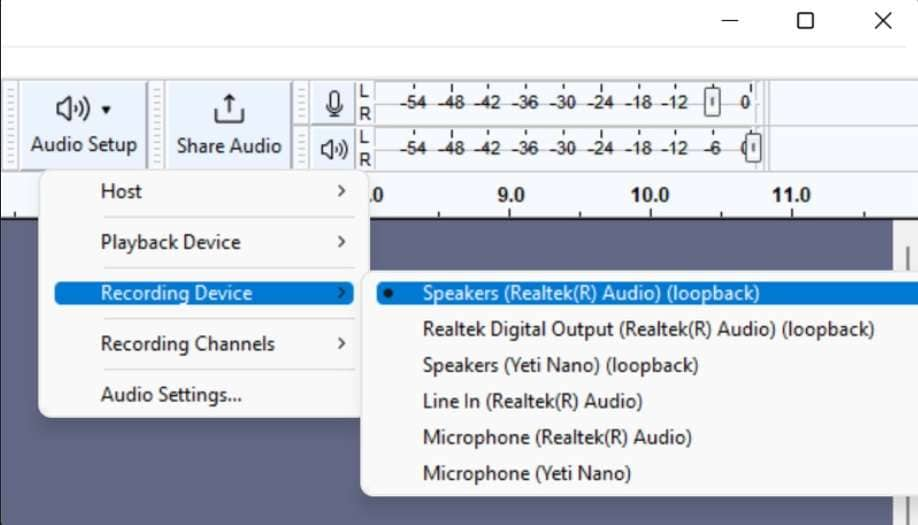 select recording device loopback 