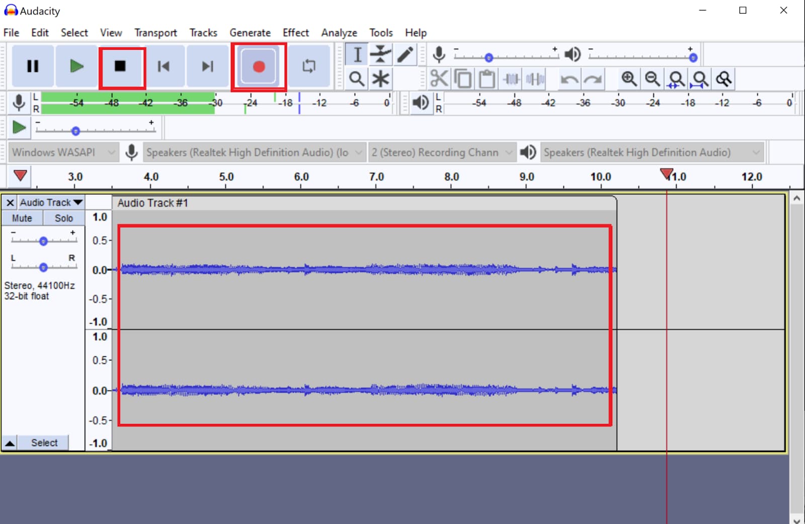 start sound recording in audacity 