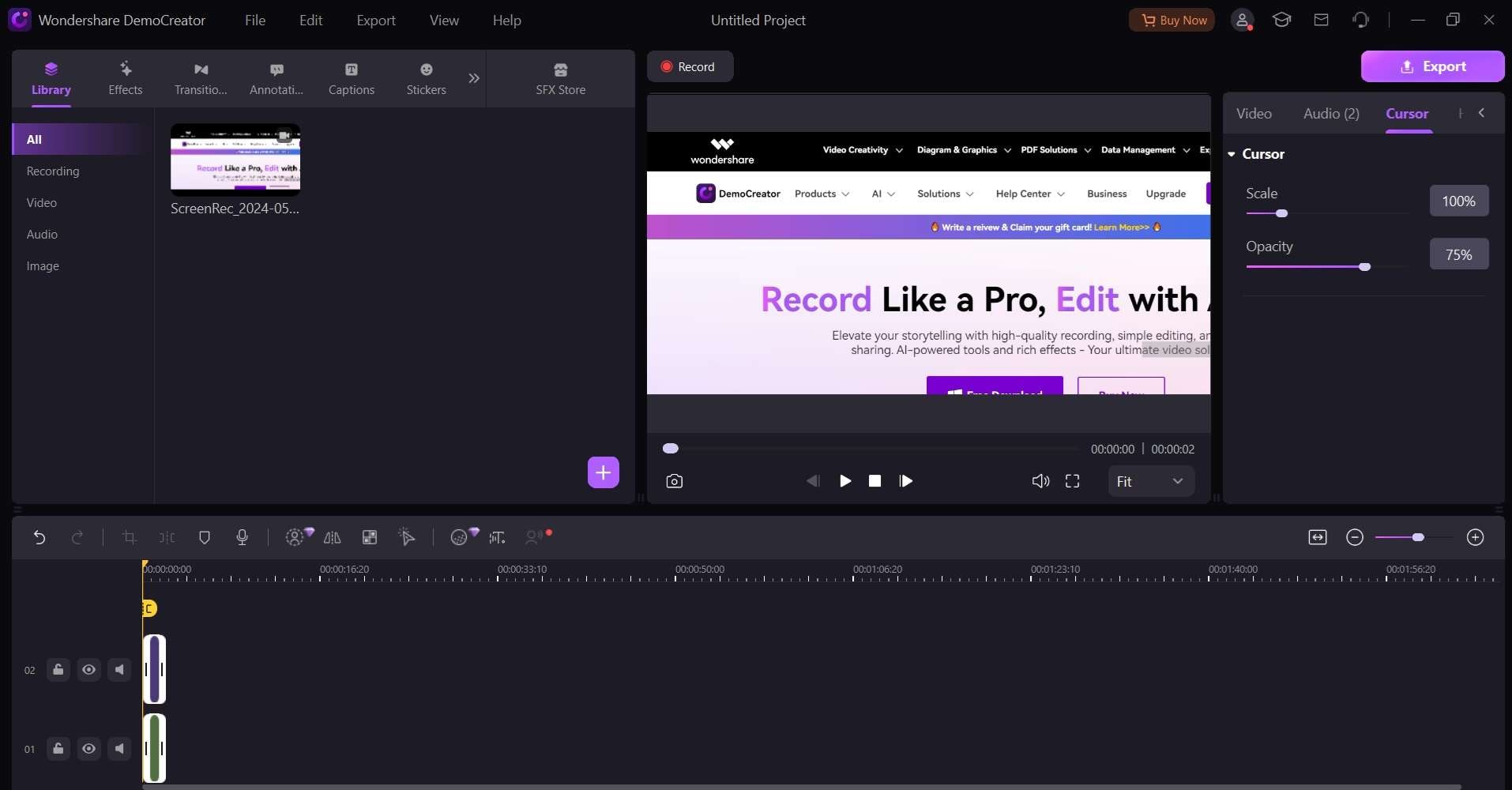 edit recording democreator 