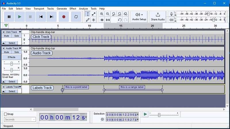 audacity main window