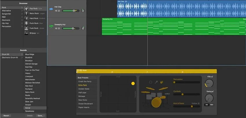 garageband virtual drummer