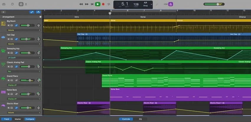 multi-track editing in garageband