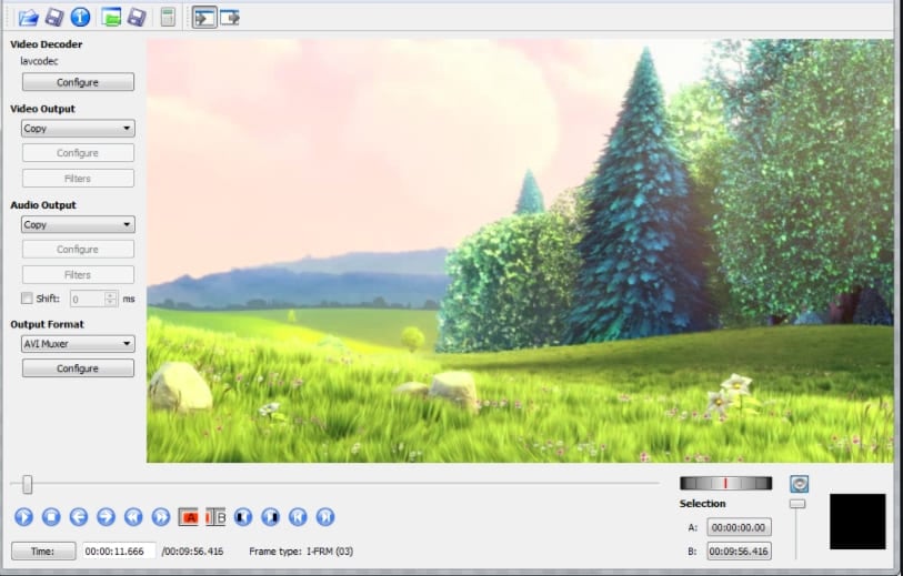 avidemux crop video software