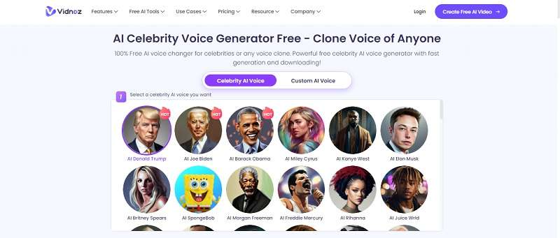 vidnoz ai character voice generator