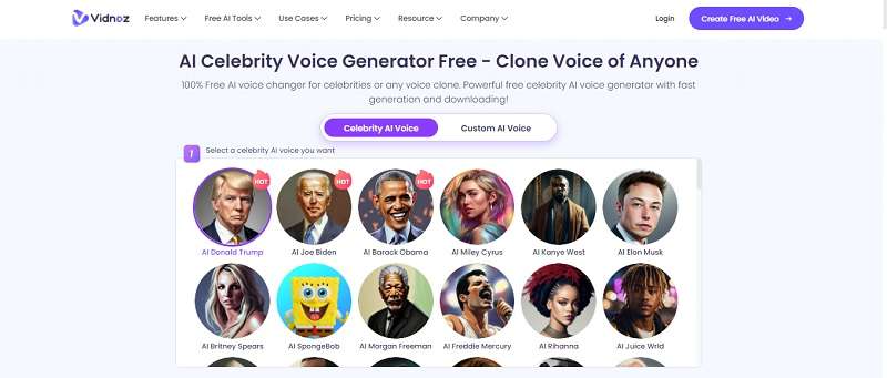 vidnoz ai generador de voz de personajes