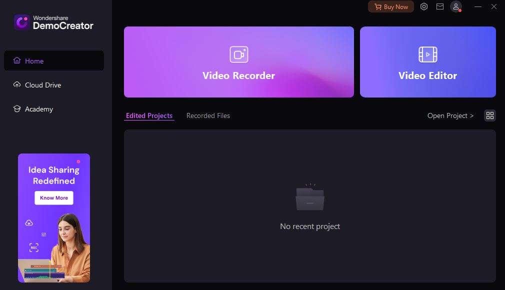 interfaz del editor de video democreator