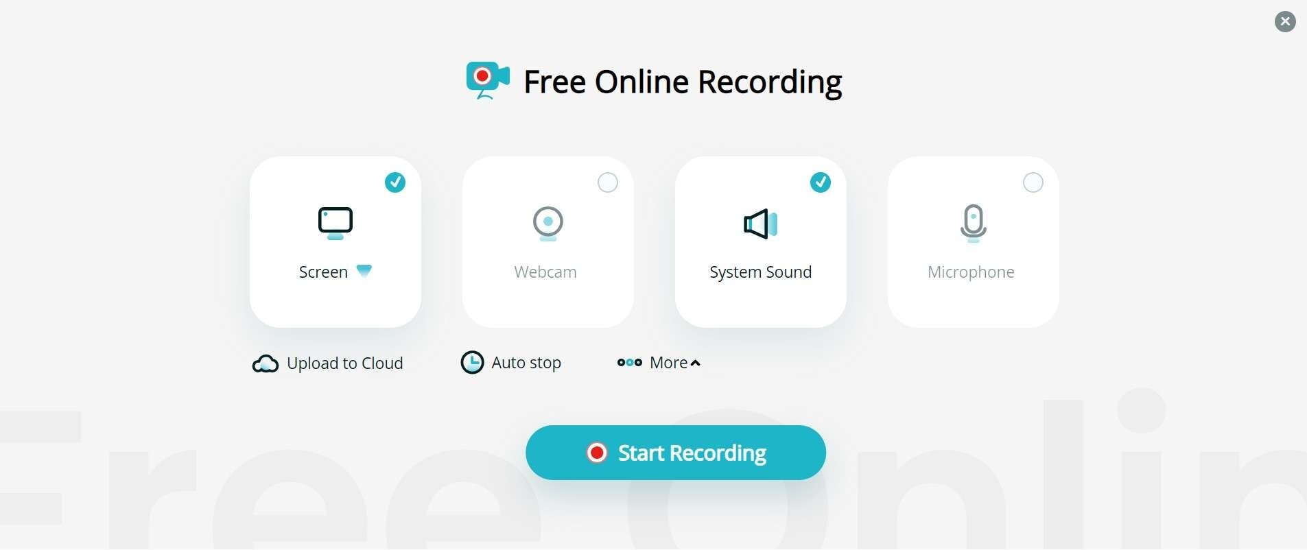 select preferences and start recording 