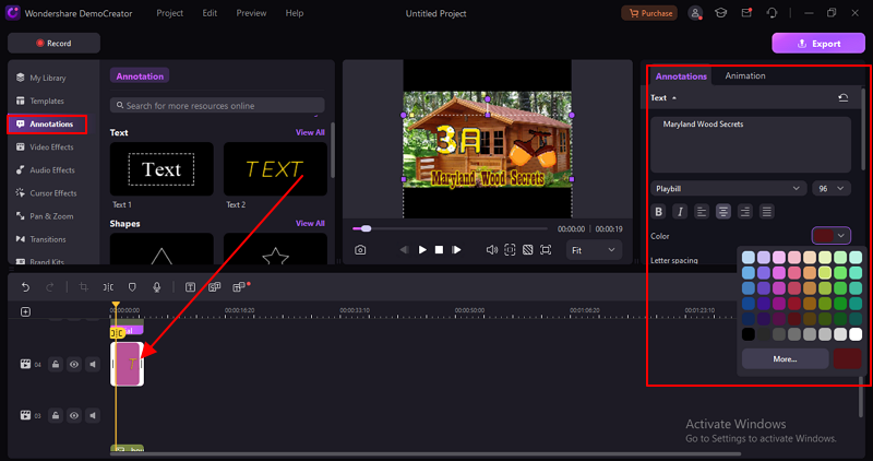 annotate thumbnail on democreator