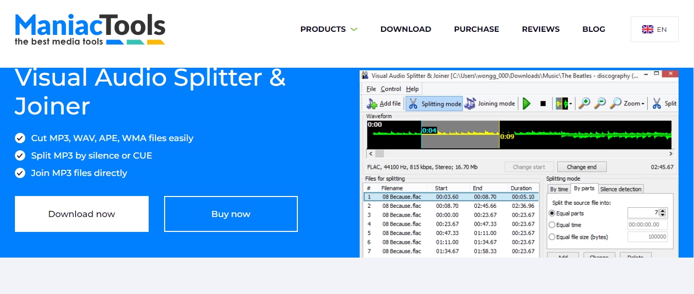 maniac tools visual audio splitter joiner