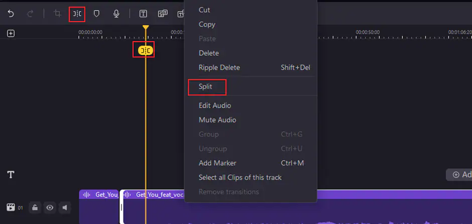 cut mp3 files on democreator