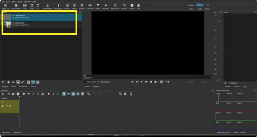 import media to shotcut to start syncing