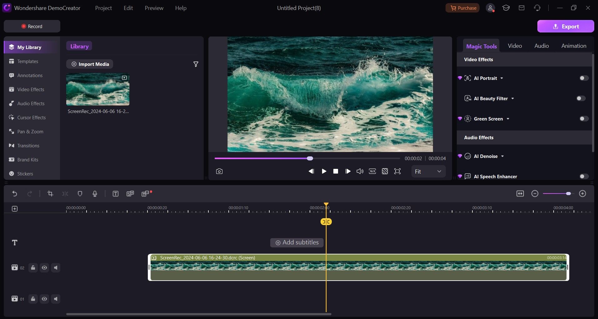 edit screen capture with democreator video editor