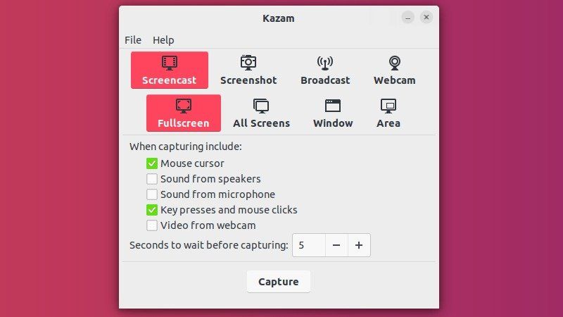 kazam screen recorder on linux