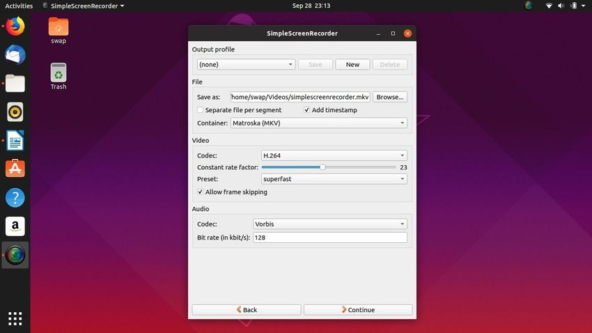 simplescreenrecorder on linux