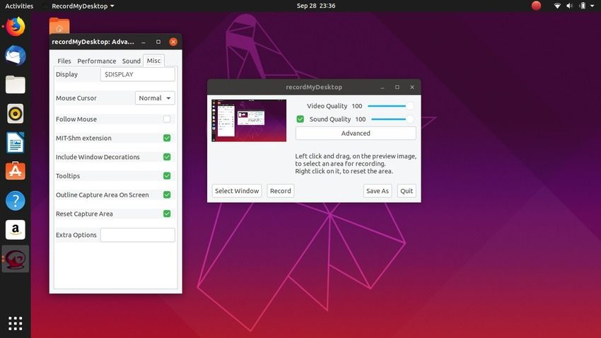 recordmydesktop on linux