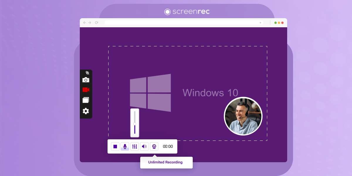 screenrec user interface windows 10 